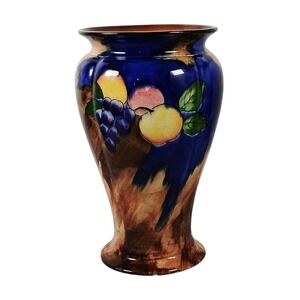 Vintage H&K Tunstall Autumn Hand Painted Vase Cobalt Blue 8.75 Inch #4844 As-Is